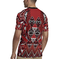 Aotearoa Te Arawa Rugby Jersey Maori Tribal Dark Red Paua Shell Pattern DT05 - Polynesian Pride