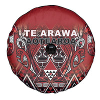 Aotearoa Te Arawa Spare Tire Cover Maori Tribal Dark Red Paua Shell Pattern DT05 - Polynesian Pride