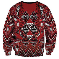 Aotearoa Te Arawa Sweatshirt Maori Tribal Dark Red Paua Shell Pattern DT05 - Polynesian Pride