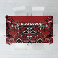Aotearoa Te Arawa Tablecloth Maori Tribal Dark Red Paua Shell Pattern DT05 Red - Polynesian Pride