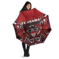 Aotearoa Te Arawa Umbrella Maori Tribal Dark Red Paua Shell Pattern DT05 - Polynesian Pride
