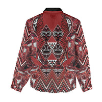 Aotearoa Te Arawa Women Casual Shirt Maori Tribal Dark Red Paua Shell Pattern DT05 - Polynesian Pride