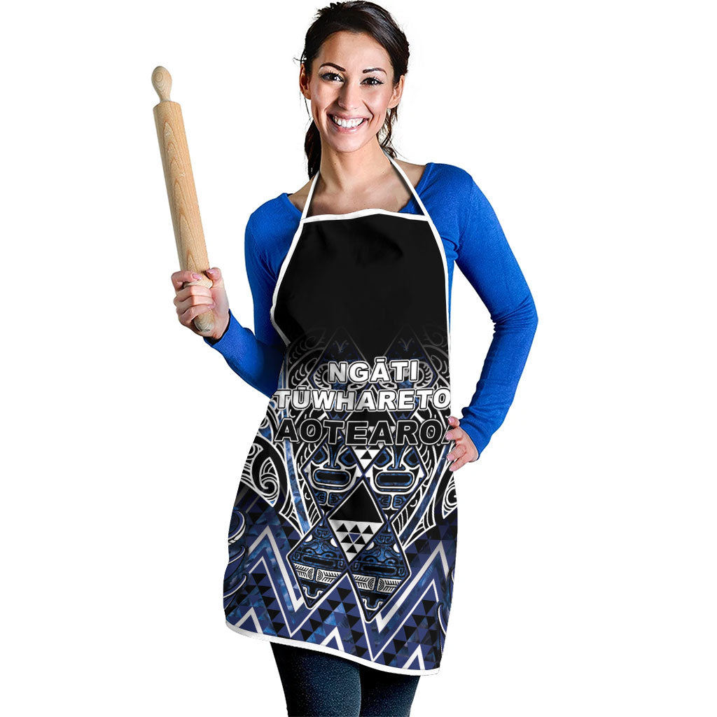 Aotearoa Tuwharetoa Apron Maori Tribal Navy Paua Shell Pattern DT05 - Polynesian Pride