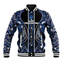 Aotearoa Tuwharetoa Baseball Jacket Maori Tribal Navy Paua Shell Pattern DT05 Unisex Navy - Polynesian Pride