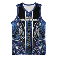 Aotearoa Tuwharetoa Basketball Jersey Maori Tribal Navy Paua Shell Pattern DT05 Unisex Navy - Polynesian Pride