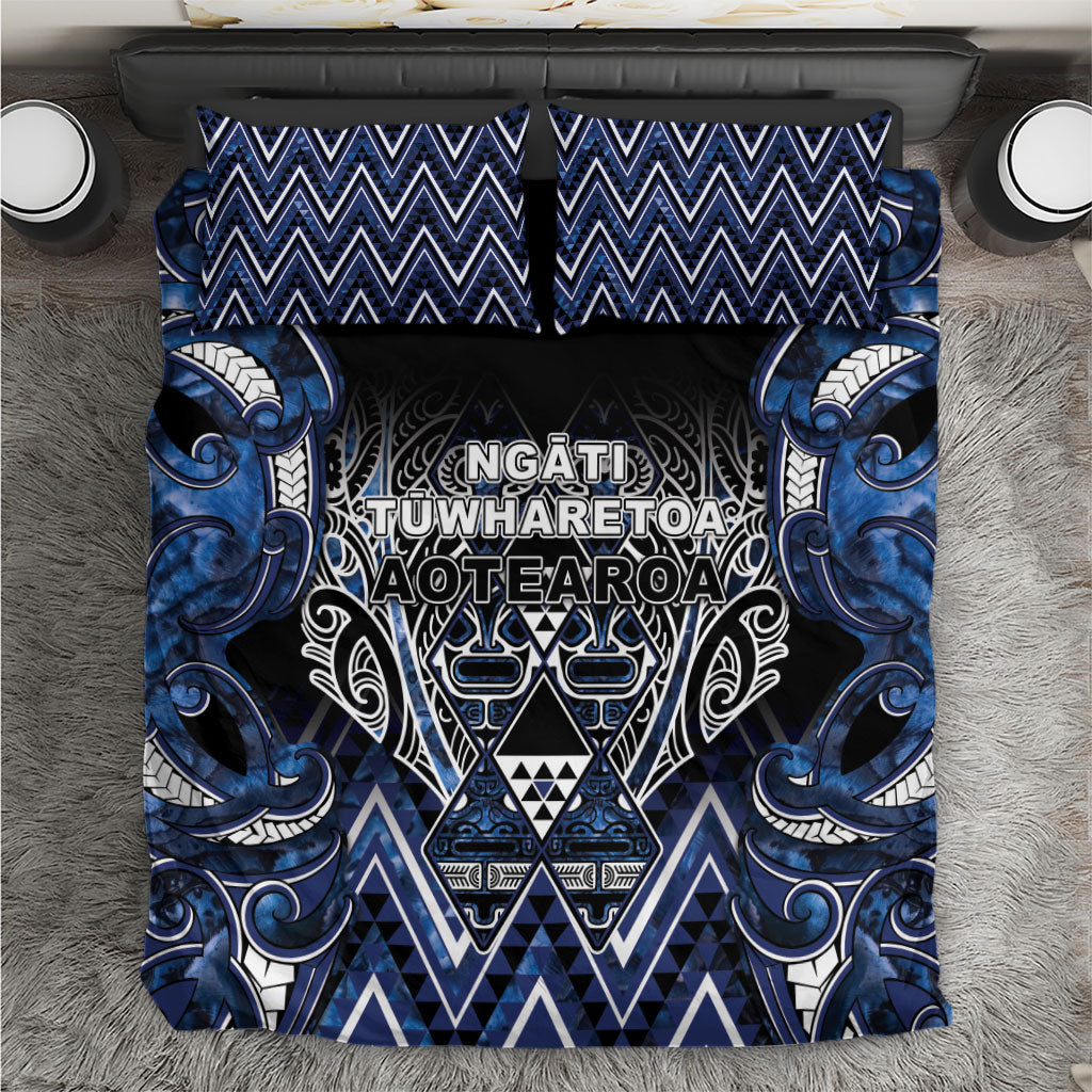 Aotearoa Tuwharetoa Bedding Set Maori Tribal Navy Paua Shell Pattern DT05 Navy - Polynesian Pride