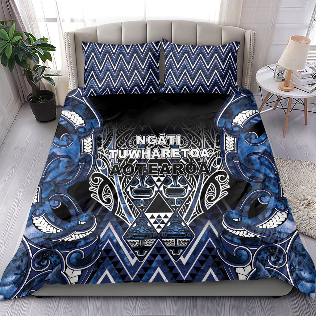 Aotearoa Tuwharetoa Bedding Set Maori Tribal Navy Paua Shell Pattern DT05 - Polynesian Pride