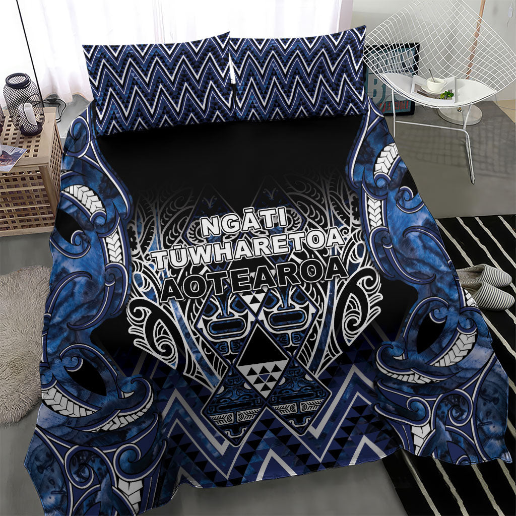 Aotearoa Tuwharetoa Bedding Set Maori Tribal Navy Paua Shell Pattern DT05 - Polynesian Pride