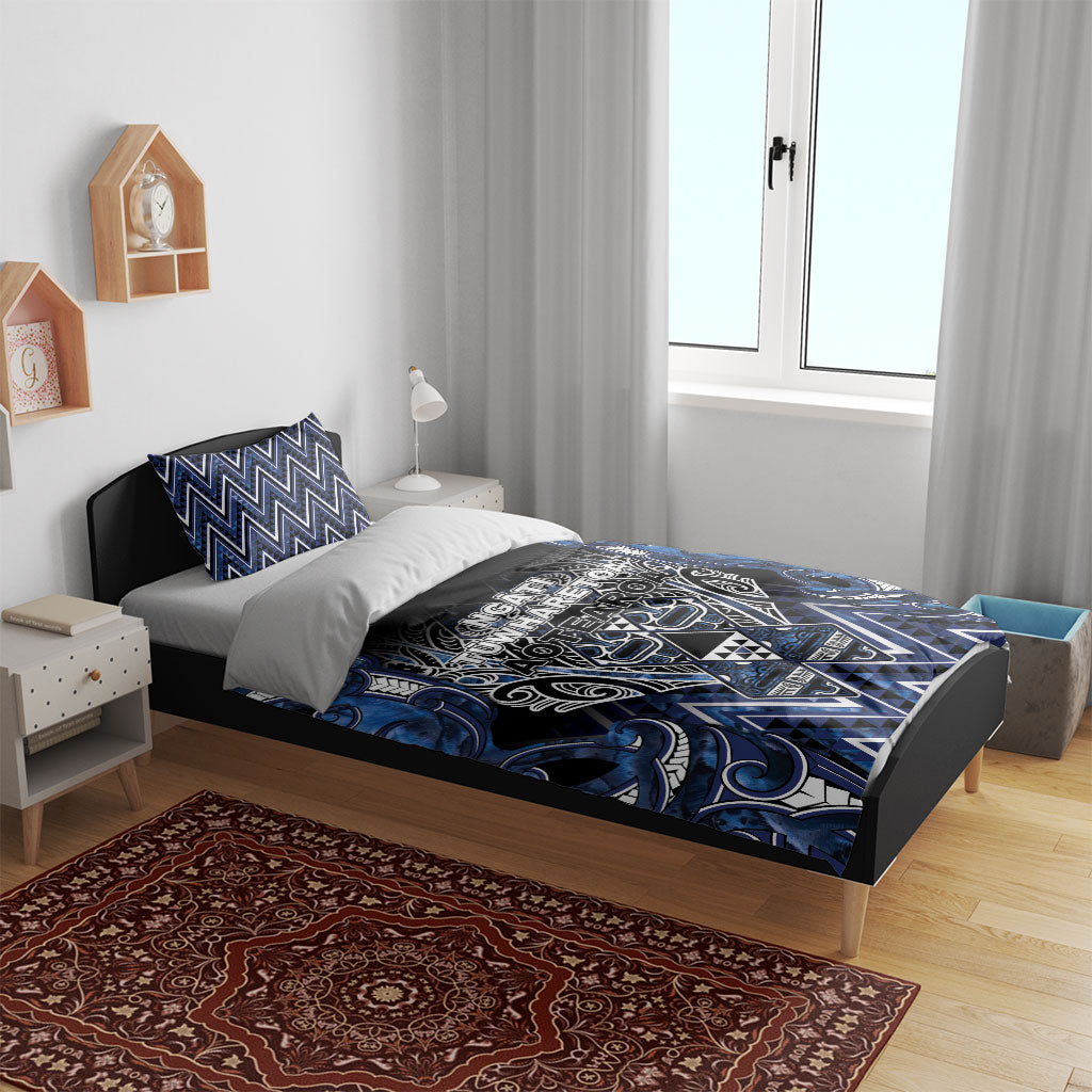 Aotearoa Tuwharetoa Bedding Set Maori Tribal Navy Paua Shell Pattern DT05 - Polynesian Pride