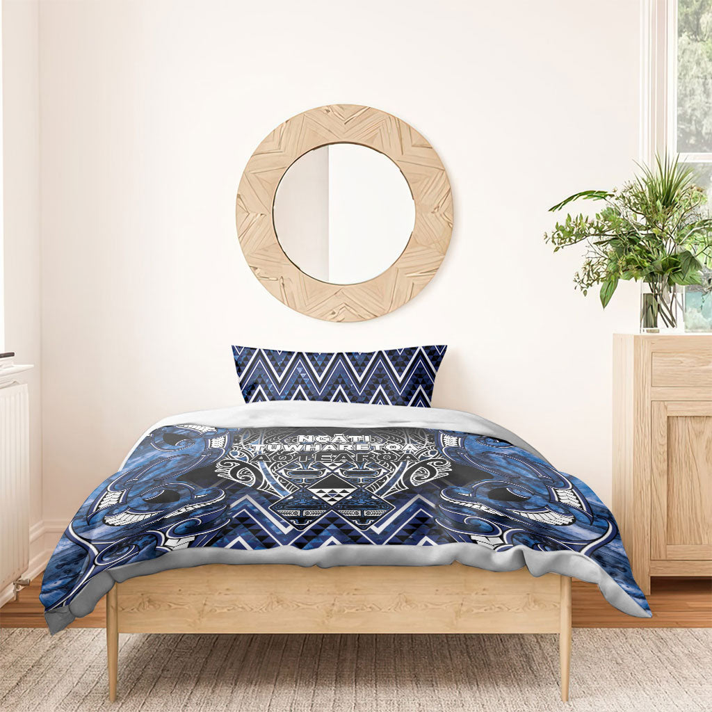 Aotearoa Tuwharetoa Bedding Set Maori Tribal Navy Paua Shell Pattern DT05 - Polynesian Pride