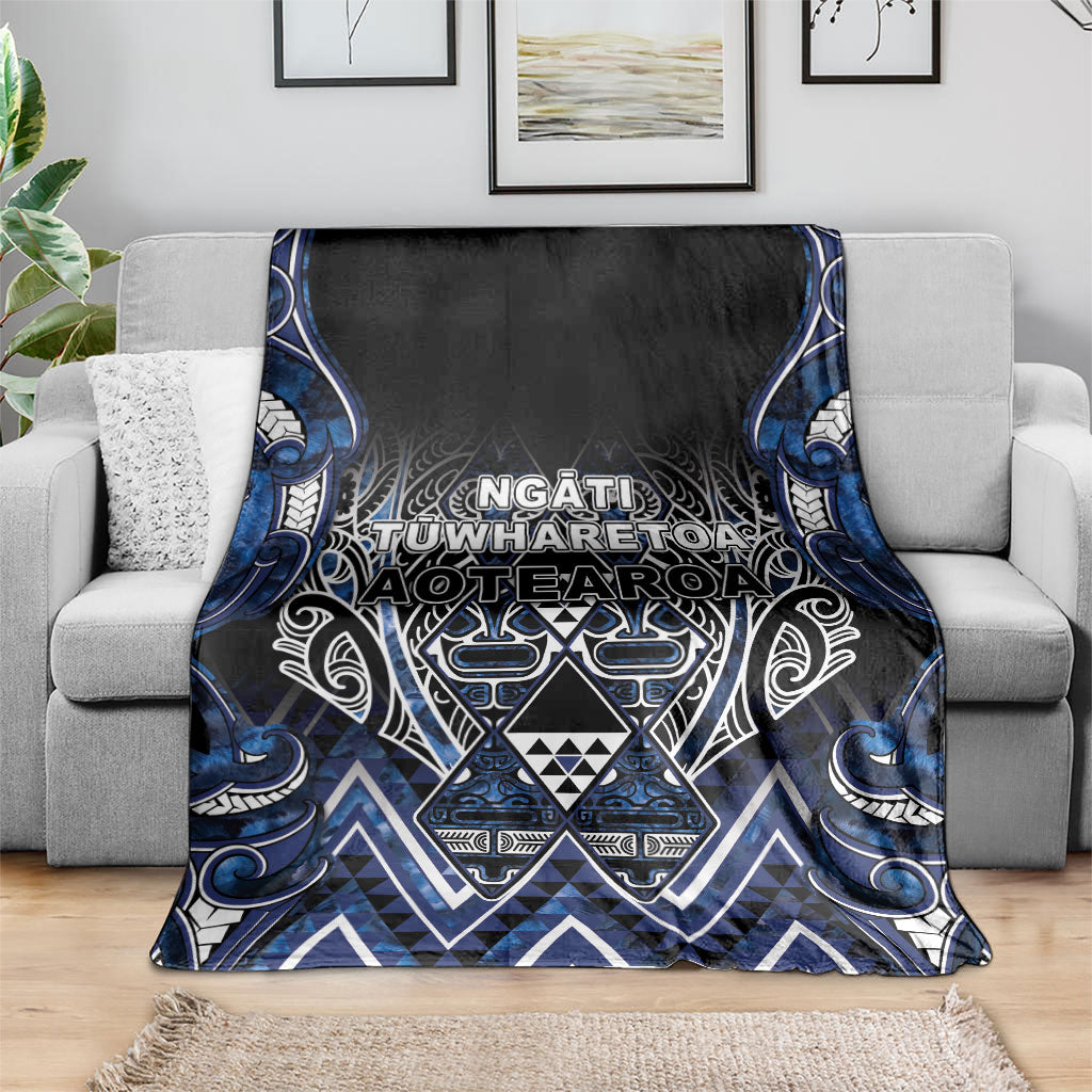 Aotearoa Tuwharetoa Blanket Maori Tribal Navy Paua Shell Pattern DT05 - Polynesian Pride