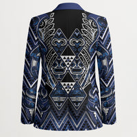 Aotearoa Tuwharetoa Blazer Maori Tribal Navy Paua Shell Pattern DT05 - Polynesian Pride