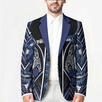 Aotearoa Tuwharetoa Blazer Maori Tribal Navy Paua Shell Pattern DT05 - Polynesian Pride
