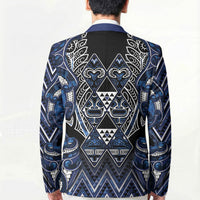 Aotearoa Tuwharetoa Blazer Maori Tribal Navy Paua Shell Pattern DT05 - Polynesian Pride