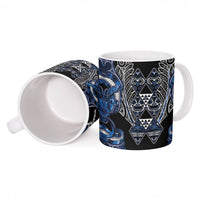 Aotearoa Tuwharetoa Ceramic Mug Maori Tribal Navy Paua Shell Pattern DT05 - Polynesian Pride