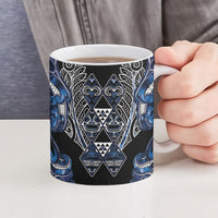 Aotearoa Tuwharetoa Ceramic Mug Maori Tribal Navy Paua Shell Pattern DT05 - Polynesian Pride