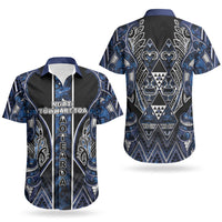 Aotearoa Tuwharetoa Couples Matching Puletasi and Hawaiian Shirt Maori Tribal Navy Paua Shell Pattern DT05 - Polynesian Pride