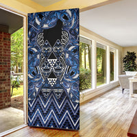 Aotearoa Tuwharetoa Door Cover Maori Tribal Navy Paua Shell Pattern DT05 - Polynesian Pride