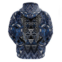 Aotearoa Tuwharetoa Hoodie Maori Tribal Navy Paua Shell Pattern DT05 - Polynesian Pride