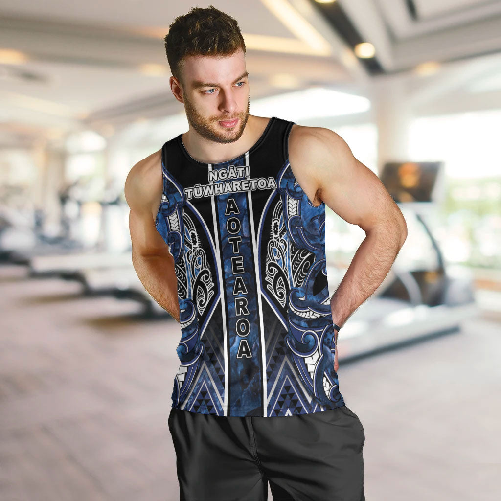 Aotearoa Tuwharetoa Men Tank Top Maori Tribal Navy Paua Shell Pattern DT05 Navy - Polynesian Pride