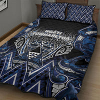 Aotearoa Tuwharetoa Quilt Bed Set Maori Tribal Navy Paua Shell Pattern DT05 - Polynesian Pride