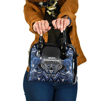 Aotearoa Tuwharetoa Shoulder Handbag Maori Tribal Navy Paua Shell Pattern DT05 One Size Navy - Polynesian Pride