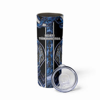 Aotearoa Tuwharetoa Skinny Tumbler Maori Tribal Navy Paua Shell Pattern DT05 - Polynesian Pride