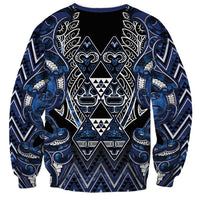 Aotearoa Tuwharetoa Sweatshirt Maori Tribal Navy Paua Shell Pattern DT05 - Polynesian Pride