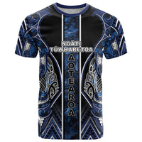 Aotearoa Tuwharetoa T Shirt Maori Tribal Navy Paua Shell Pattern DT05 Navy - Polynesian Pride
