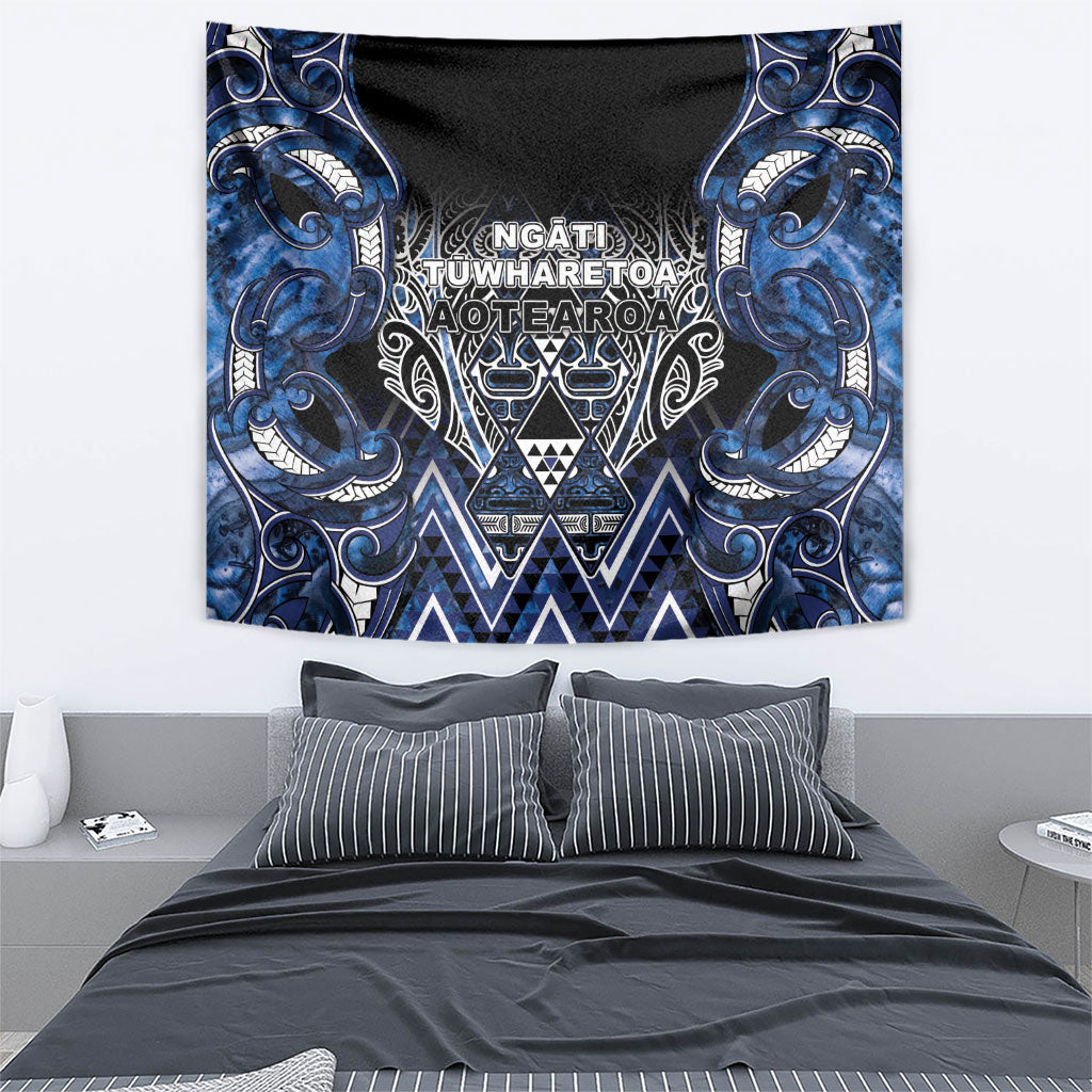 Aotearoa Tuwharetoa Tapestry Maori Tribal Navy Paua Shell Pattern DT05 - Polynesian Pride