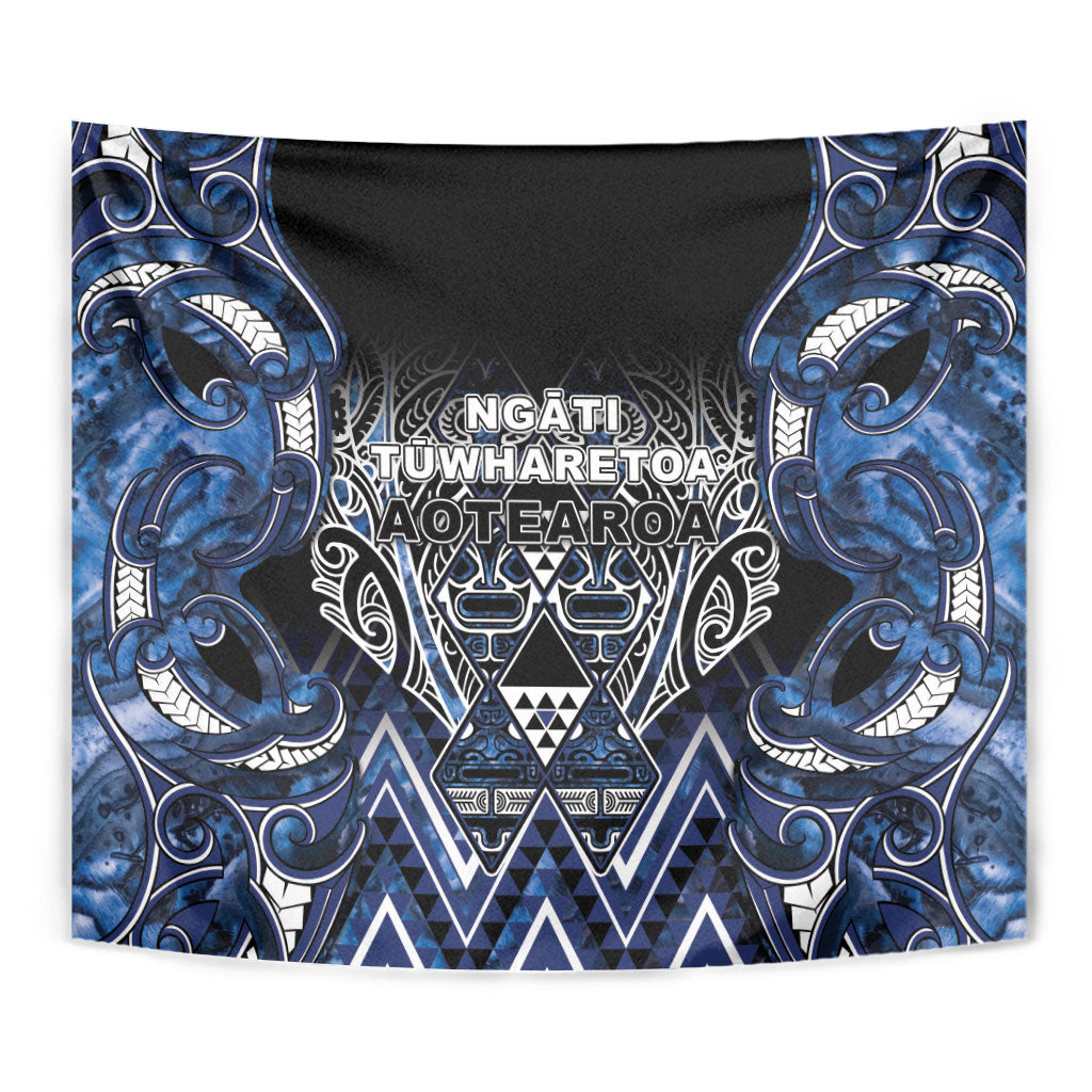 Aotearoa Tuwharetoa Tapestry Maori Tribal Navy Paua Shell Pattern DT05 - Polynesian Pride