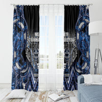 Aotearoa Tuwharetoa Window Curtain Maori Tribal Navy Paua Shell Pattern DT05 - Polynesian Pride