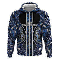 Aotearoa Tuwharetoa Zip Hoodie Maori Tribal Navy Paua Shell Pattern DT05 Zip Hoodie Navy - Polynesian Pride