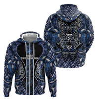 Aotearoa Tuwharetoa Zip Hoodie Maori Tribal Navy Paua Shell Pattern DT05 - Polynesian Pride