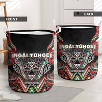 Aotearoa Ngai Tuhoe Laundry Basket Maori Tribal Red And Green Paua Shell Pattern DT05 - Polynesian Pride