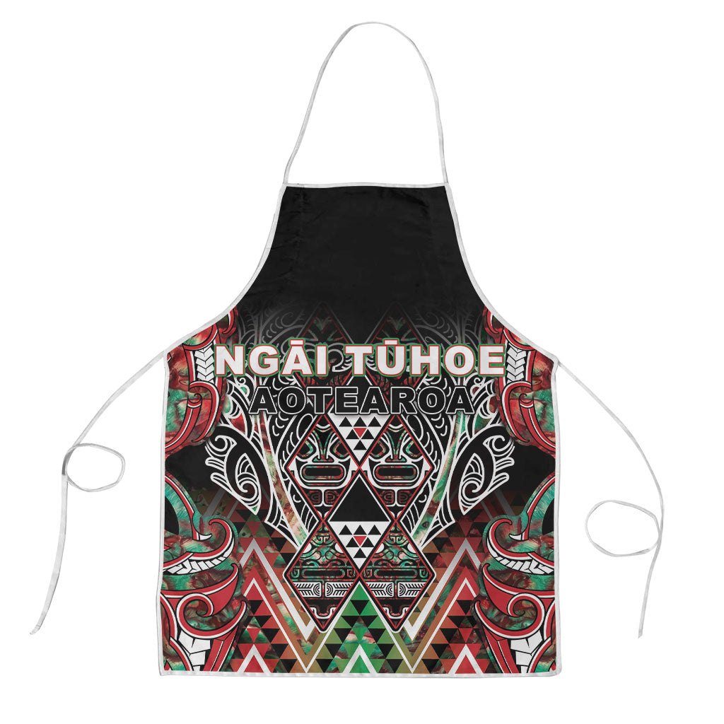 Aotearoa Ngai Tuhoe Apron Maori Tribal Red And Green Paua Shell Pattern DT05 Red - Polynesian Pride