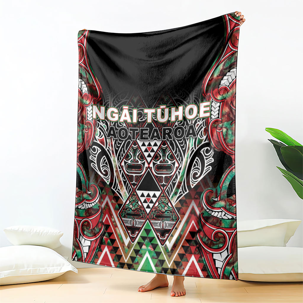 Aotearoa Ngai Tuhoe Blanket Maori Tribal Red And Green Paua Shell Pattern DT05 - Polynesian Pride