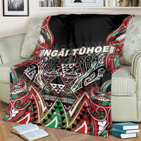 Aotearoa Ngai Tuhoe Blanket Maori Tribal Red And Green Paua Shell Pattern DT05 - Polynesian Pride
