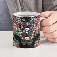 Aotearoa Ngai Tuhoe Ceramic Mug Maori Tribal Red And Green Paua Shell Pattern DT05 - Polynesian Pride