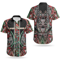 Aotearoa Ngai Tuhoe Couples Matching Summer Maxi Dress and Hawaiian Shirt Maori Tribal Red And Green Paua Shell Pattern DT05 - Polynesian Pride