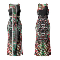 Aotearoa Ngai Tuhoe Couples Matching Tank Maxi Dress and Hawaiian Shirt Maori Tribal Red And Green Paua Shell Pattern DT05 - Polynesian Pride