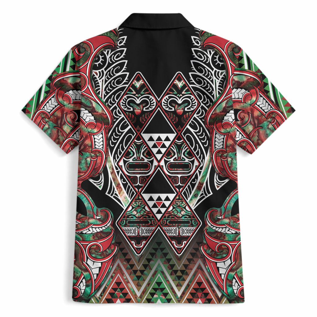 Aotearoa Ngai Tuhoe Hawaiian Shirt Maori Tribal Red And Green Paua Shell Pattern DT05 - Polynesian Pride