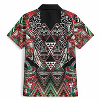 Aotearoa Ngai Tuhoe Hawaiian Shirt Maori Tribal Red And Green Paua Shell Pattern DT05 - Polynesian Pride