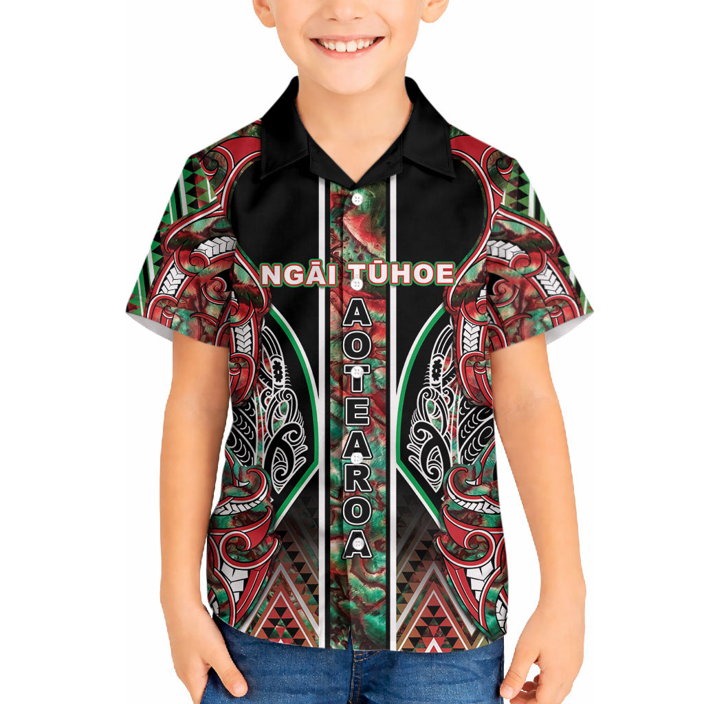Aotearoa Ngai Tuhoe Hawaiian Shirt Maori Tribal Red And Green Paua Shell Pattern DT05 - Polynesian Pride
