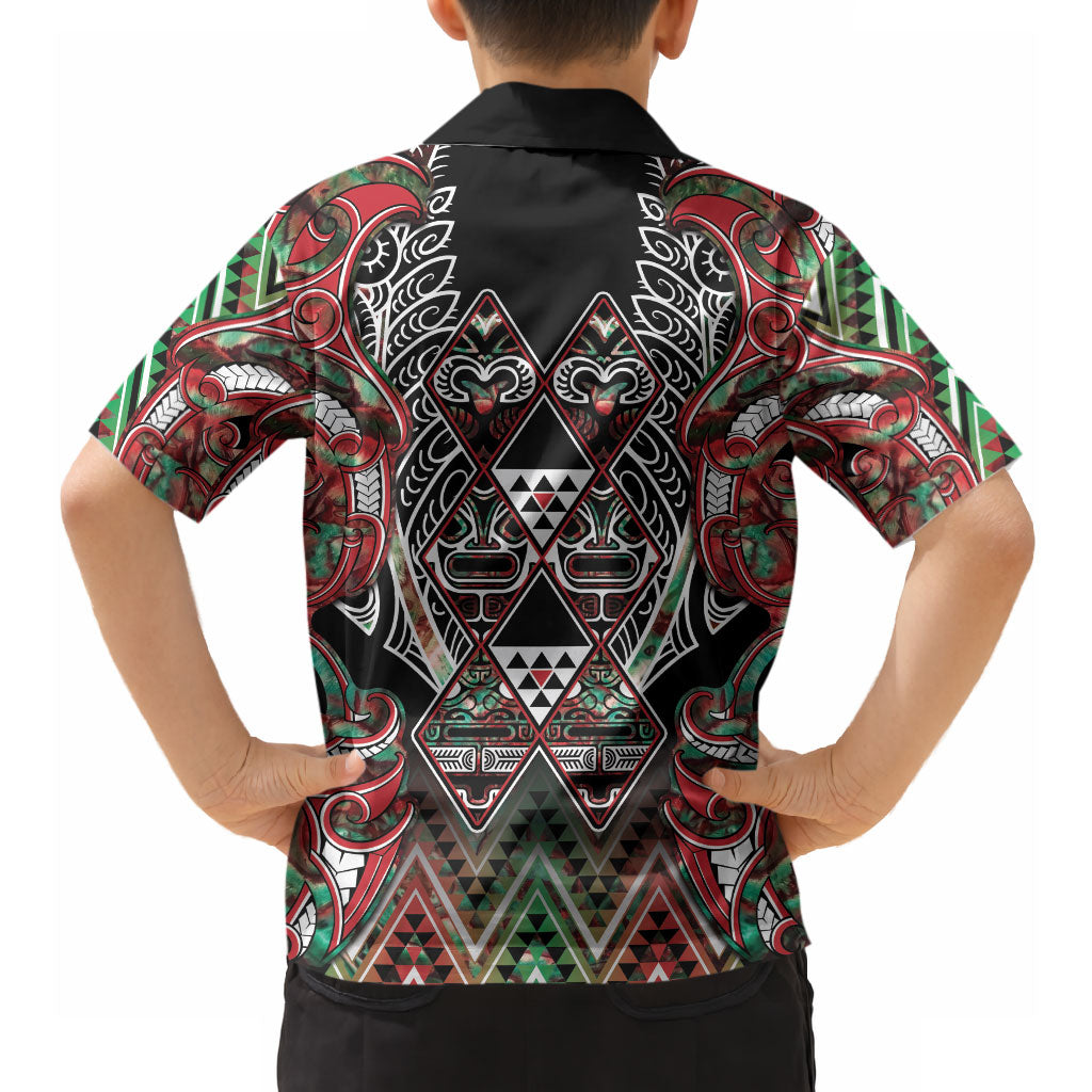 Aotearoa Ngai Tuhoe Hawaiian Shirt Maori Tribal Red And Green Paua Shell Pattern DT05 - Polynesian Pride