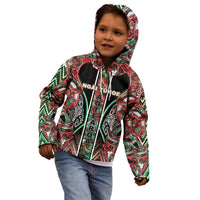 Aotearoa Ngai Tuhoe Kid Hoodie Maori Tribal Red And Green Paua Shell Pattern DT05 - Polynesian Pride