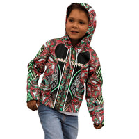 Aotearoa Ngai Tuhoe Kid Hoodie Maori Tribal Red And Green Paua Shell Pattern DT05 - Polynesian Pride