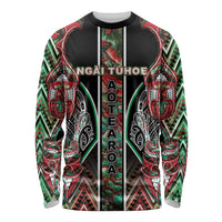 Aotearoa Ngai Tuhoe Long Sleeve Shirt Maori Tribal Red And Green Paua Shell Pattern DT05 Unisex Red - Polynesian Pride