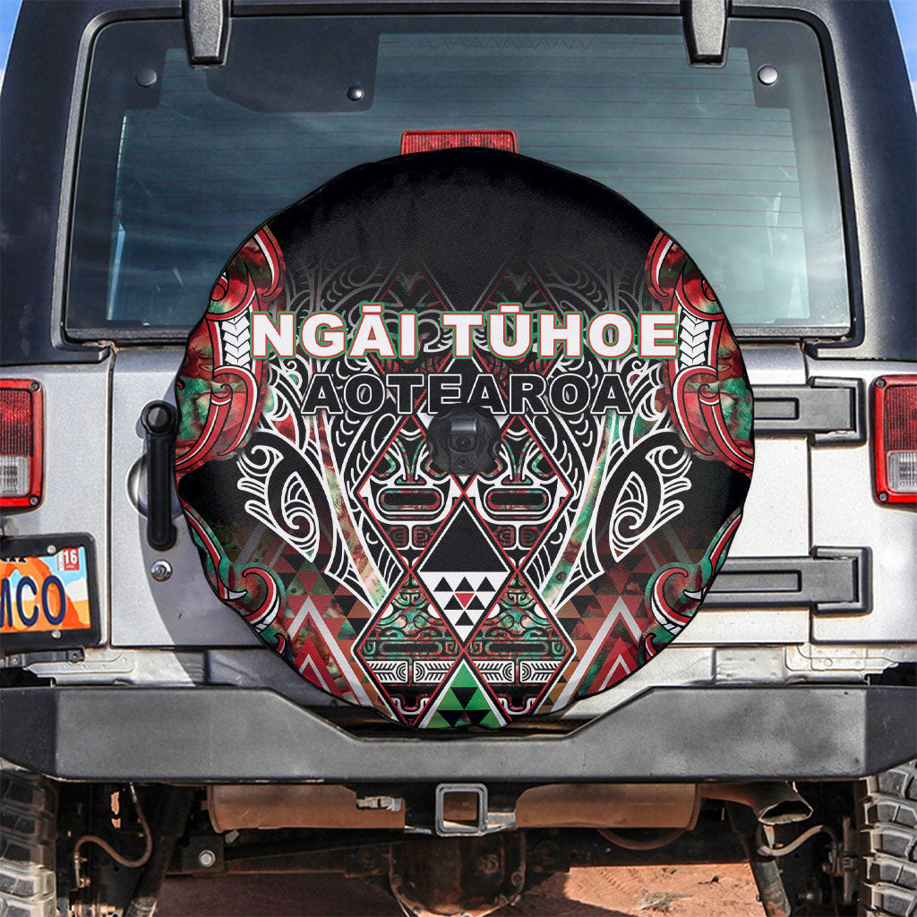 Aotearoa Ngai Tuhoe Spare Tire Cover Maori Tribal Red And Green Paua Shell Pattern DT05 Red - Polynesian Pride