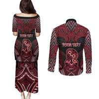 Personalised New Zealand Waitangi Day Couples Matching Puletasi and Long Sleeve Button Shirt Te Tiriti O Waitangi 1840 - Polynesian Pride